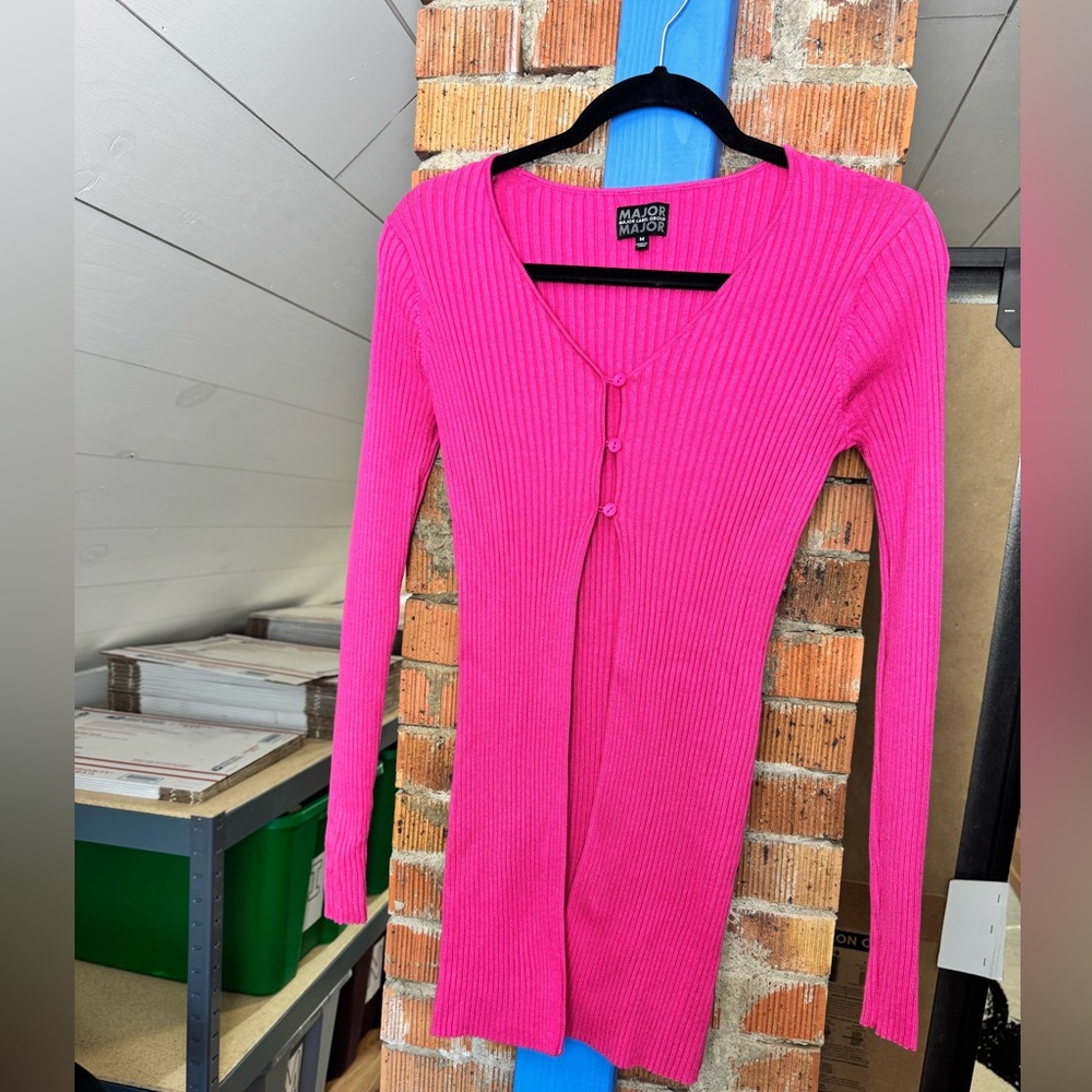 Major Label Group Ribbed Button Cardigan